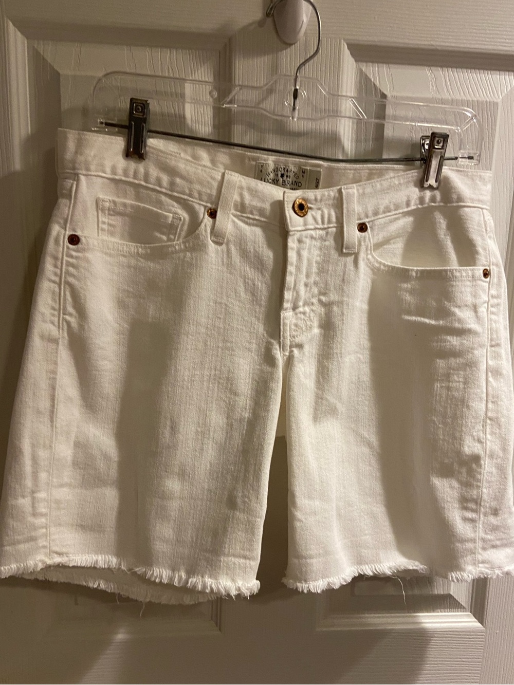 Lucky Brand White Frayed Hem Denim Laguna “Festival “ Shorts 27/4